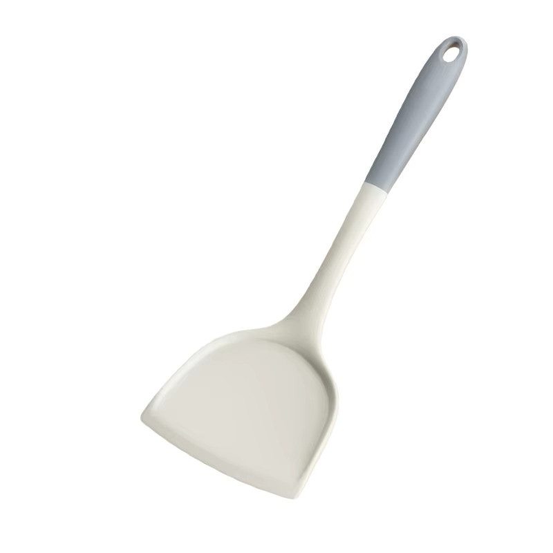 Küchenutensilien-Set aus lebensmittelechtem Silikon in Weiß, bestehend aus hitzebeständigem Pfannenspatel, Kochlöffel und Sieb, kratzfest und antihaftbeschichtet - Bild 2