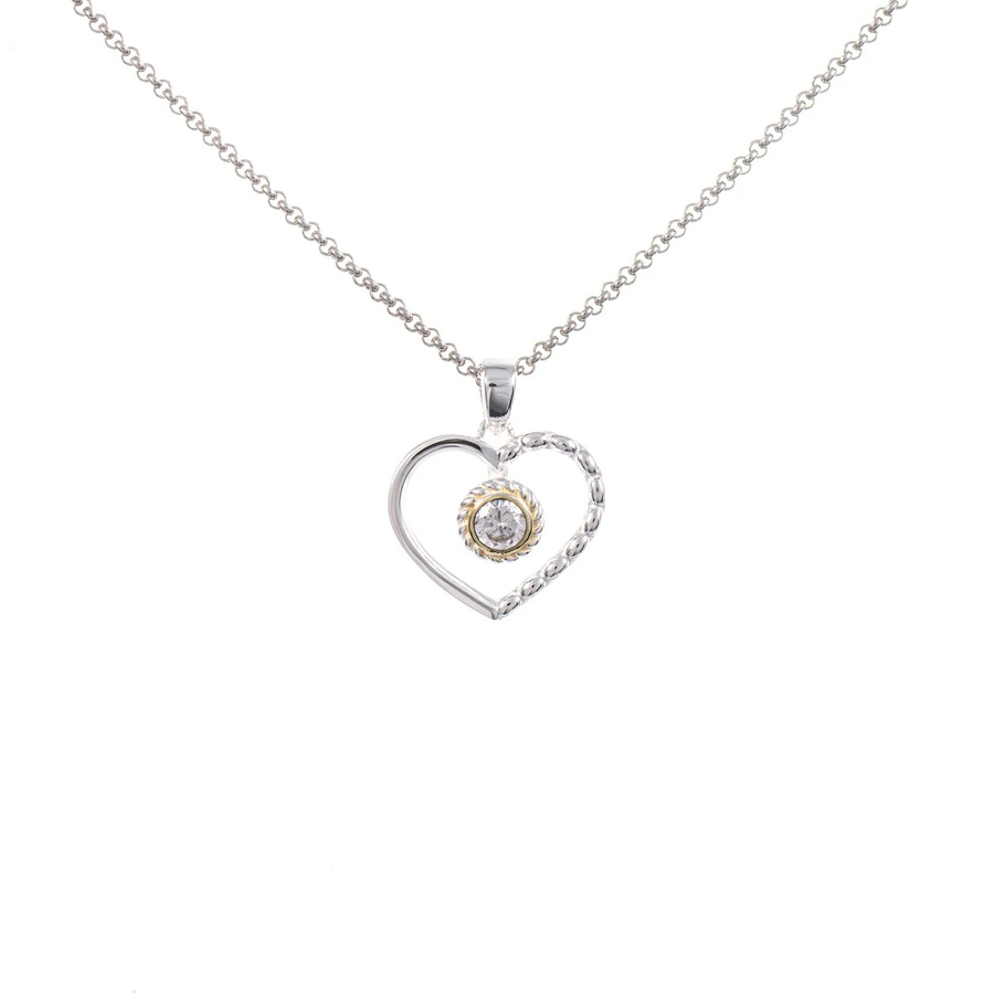 Dirndl Funkeln Anhänger Herz mit Kette, 925 Silber, teilvergoldet, Zirkonia - Bild 1