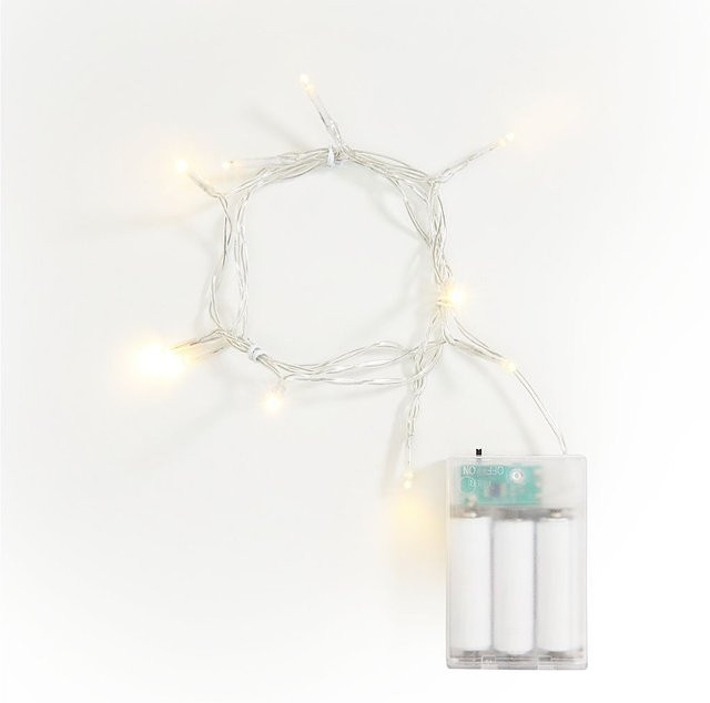 VBS Mini-LED-Lichterkette mit 10 LEDs in Transparent und Weiß inklusive Timer - Bild 1