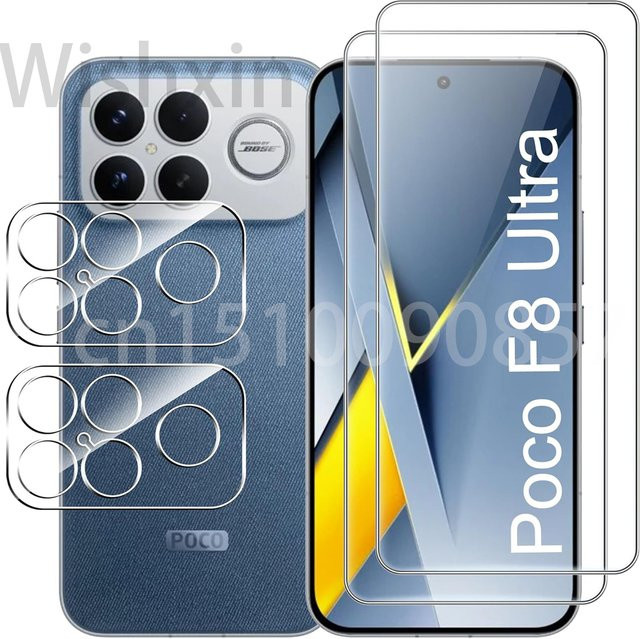 Xiaomi POCO F8 Ultra Pro Displayschutzfolie aus gehärtetem 2.5D Glas mit 9H Härtegrad und Kameraobjektivschutz, transparent - Bild 1