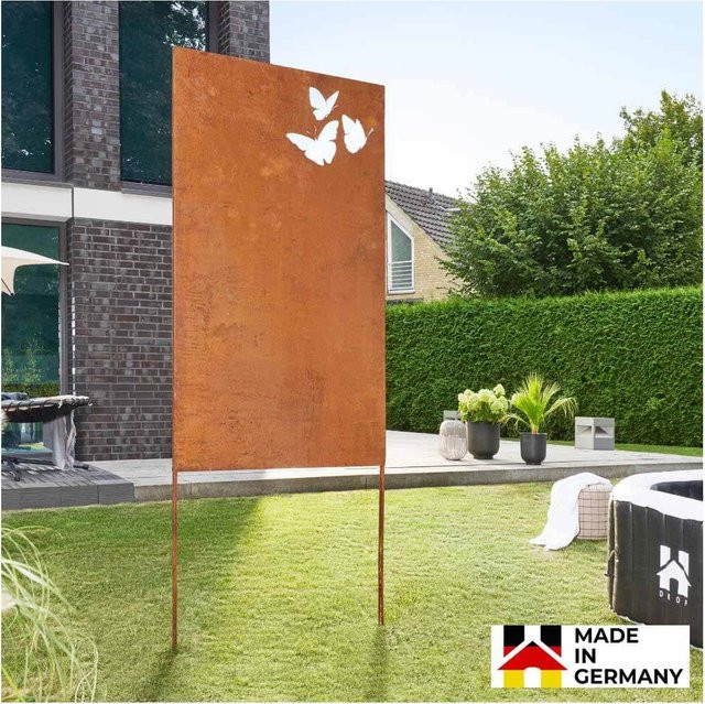 HOME DELUXE Sichtschutz BUTTERFLY aus Qualitätsstahl in Rostoptik Braun - Bild 1