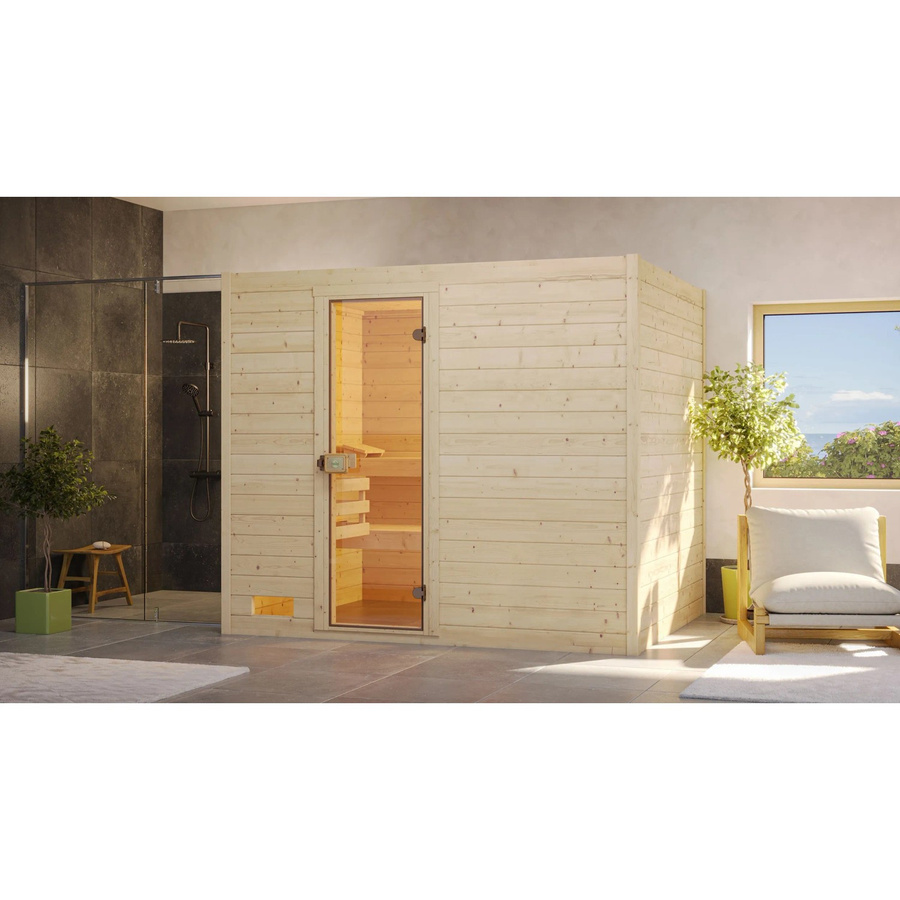 Weka Massivholzsauna Valida 1 mit Glastür, H x B x T: 189 x 239 x 203 cm - Bild 2