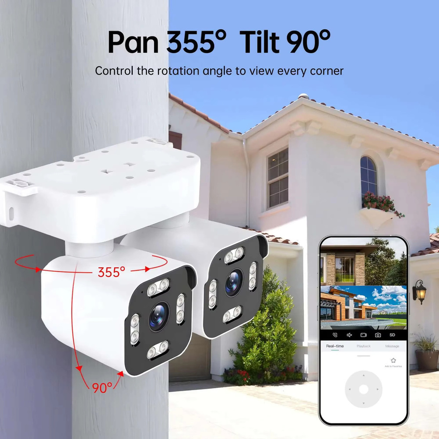 ICam365 5K 10MP WLAN IP-Kamera für Außenbereich in Weiß mit Doppellinse, Doppelbildschirm, Menschenerkennung und Audio zur CCTV-Überwachung - Bild 5