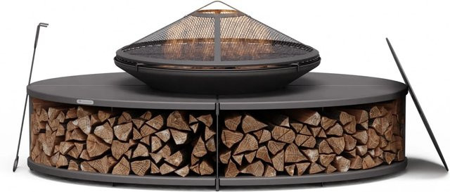 Blumfeldt Firebowl Ebeko 3-in-1 Feuerschale mit Grillfunktion und Funkenschutz in Schwarz - Bild 1