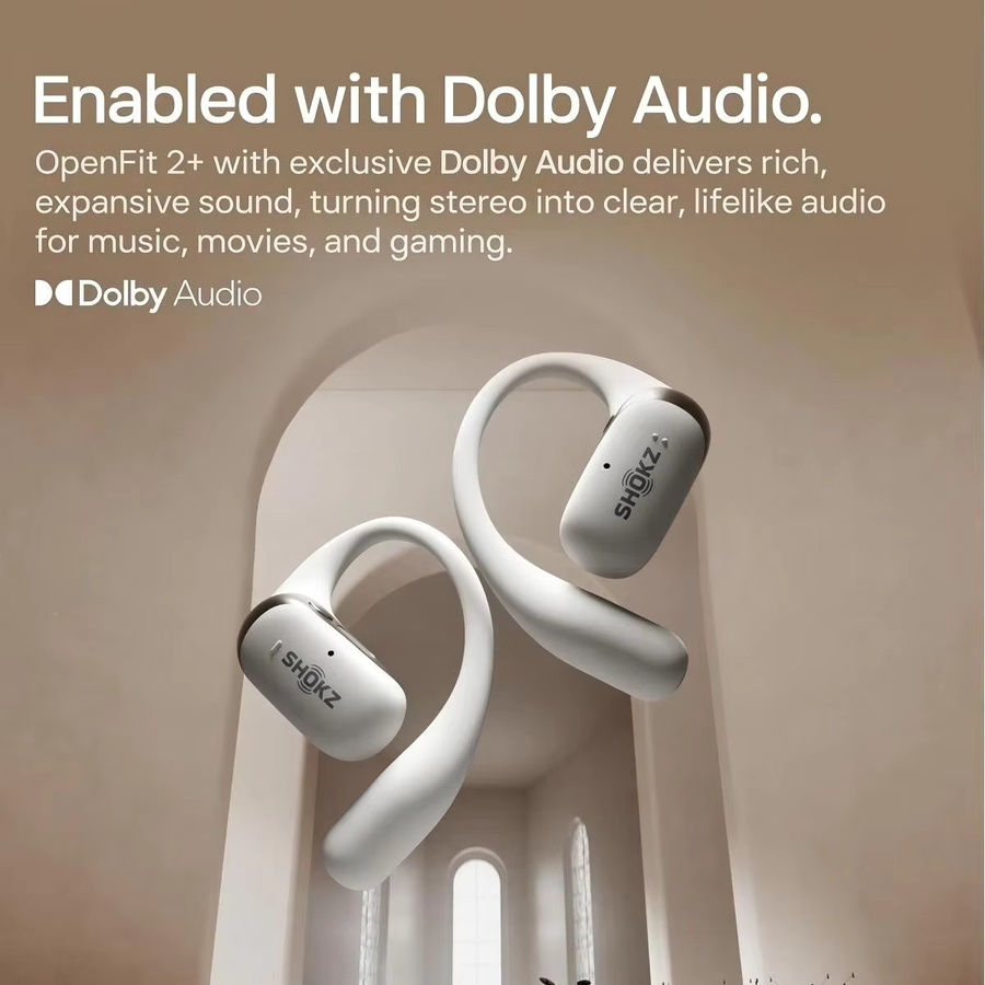 Shokz OpenFit 2+ T921 kabellose In-Ear Kopfhörer mit Dolby Audio und USB-C in Beige - Bild 2