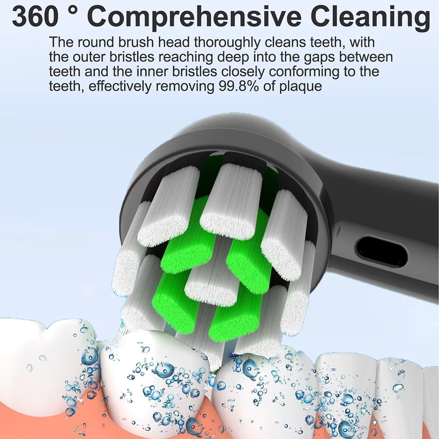 qlebaby Ersatzköpfe für Oral B iO Deep Clean Series, 8er-Pack, Schwarz/Weiß/Blau - Bild 4