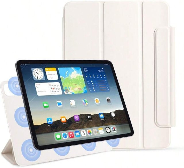 Magnetische Hülle für iPad Air 13 M2/M3/M4 (2024-2026) in Weiß mit beidseitiger Magnetfunktion und dreifach faltbarem Ständer sowie automatischer Aufwach- und Schlaffunktion - Bild 1