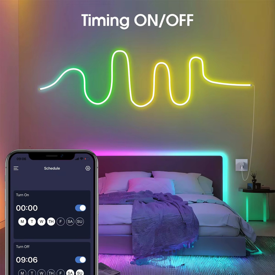CHNAITEKE Bluetooth RGBIC LED Neon Flex Schlauch, Wasserdichter dimmbarer Silikon LED Neonlicht Streifen in Multicolour für TV-Hintergrundbeleuchtung und Wohnraumdekoration - Bild 4