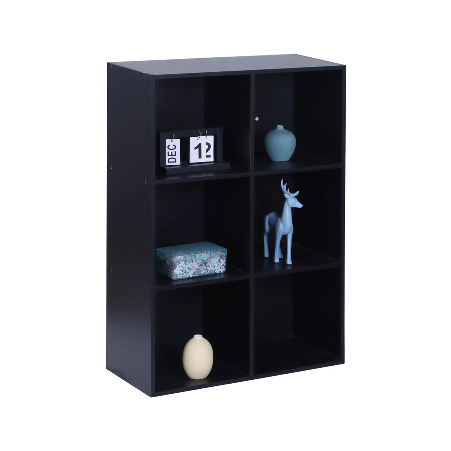 Relaxdays Bücherregal aus Holzwerkstoff in Schwarz mit 6 Fächern, H x B x T: 91 x 61 x 30 cm - Bild 2