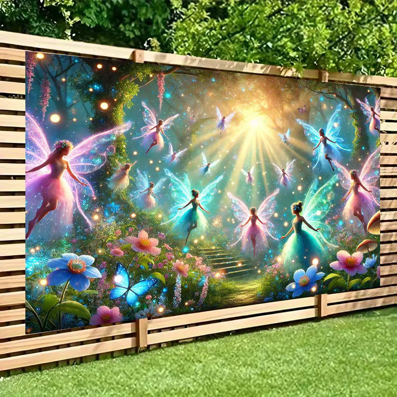 VIKAMA Enchanted Forest Fairy Wandbehang mit floralem Design in Multicolour, Wandteppich für Wohnzimmer oder Schlafzimmer, B/H: 40 x 40 cm - Bild 3