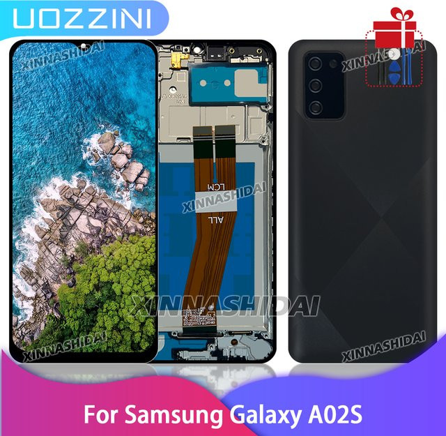 Samsung Galaxy A02S Super TFT LCD Display Touchscreen Digitizer Montage mit Rahmen in Schwarz - Bild 1