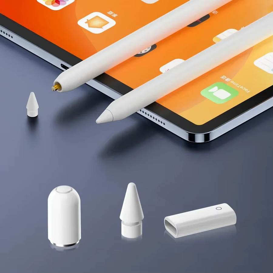 3er-Set Apple Pencil 1. Generation Zubehör: Ersatz-Spitzen, Kappen und Lade-Adapter in Weiß für dein iPad - Bild 2