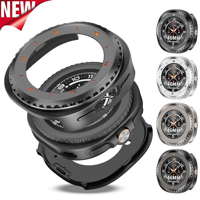CAOWTAN Schutzhülle für Samsung Galaxy Watch 8Classic, Legierung und PC, Schwarz, Unisex - Bild 1