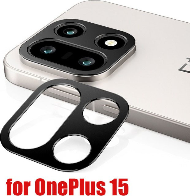 OnePlus 15 Kamera-Lünettenabdeckung aus schwarzer Metallfolie, kratzfester Objektivschutz als Aufkleber - Bild 1