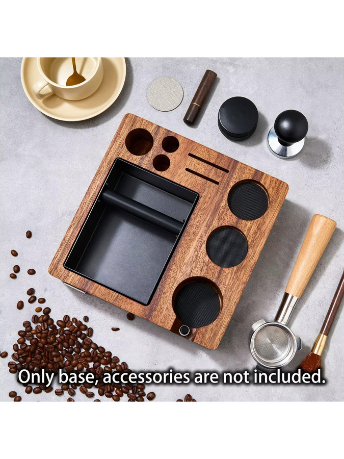 JUSTINLAU Kaffee-Tamperstation aus Holz in Braun mit Knockbox für 54mm und 58mm Espresso-Organizer - Bild 7