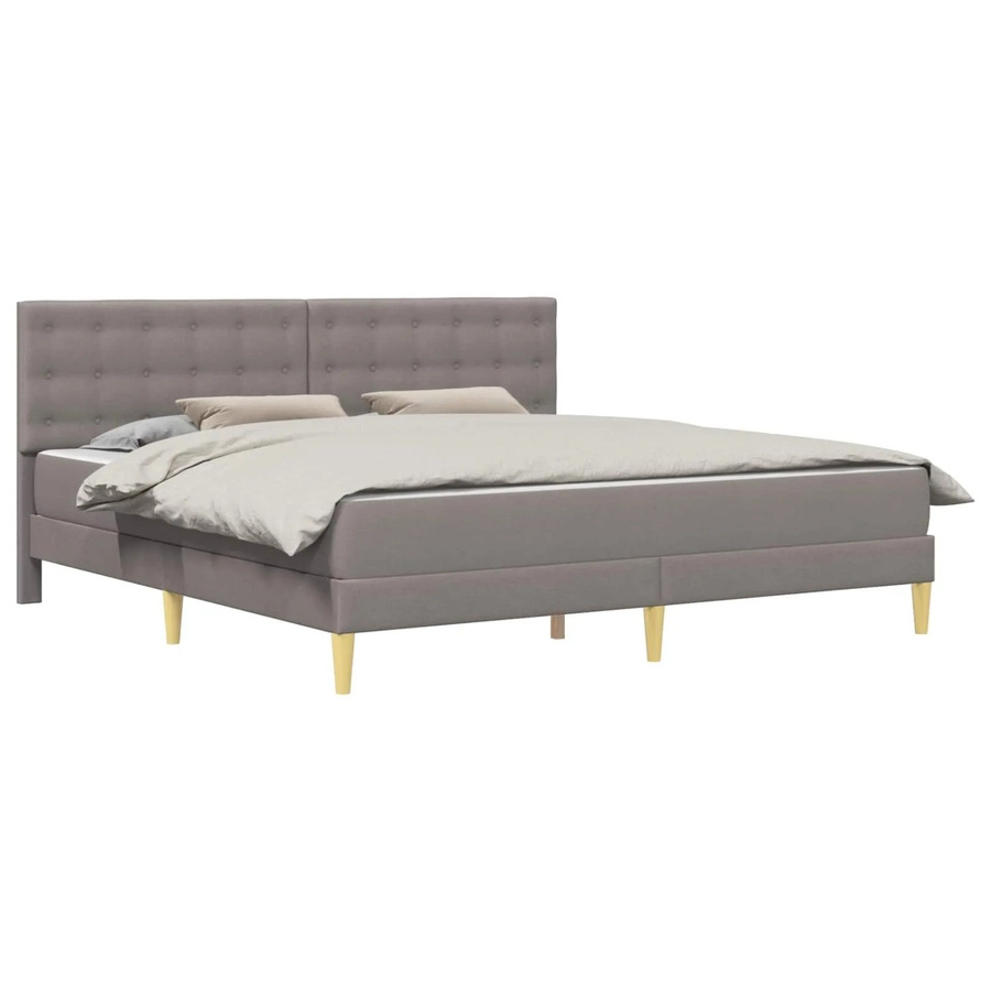vidaXL Bettgestell mit Matratze und Kopfteil in Taupe, B/T/H: 200 x 200 x 204 cm, Stoffbezug - Bild 2