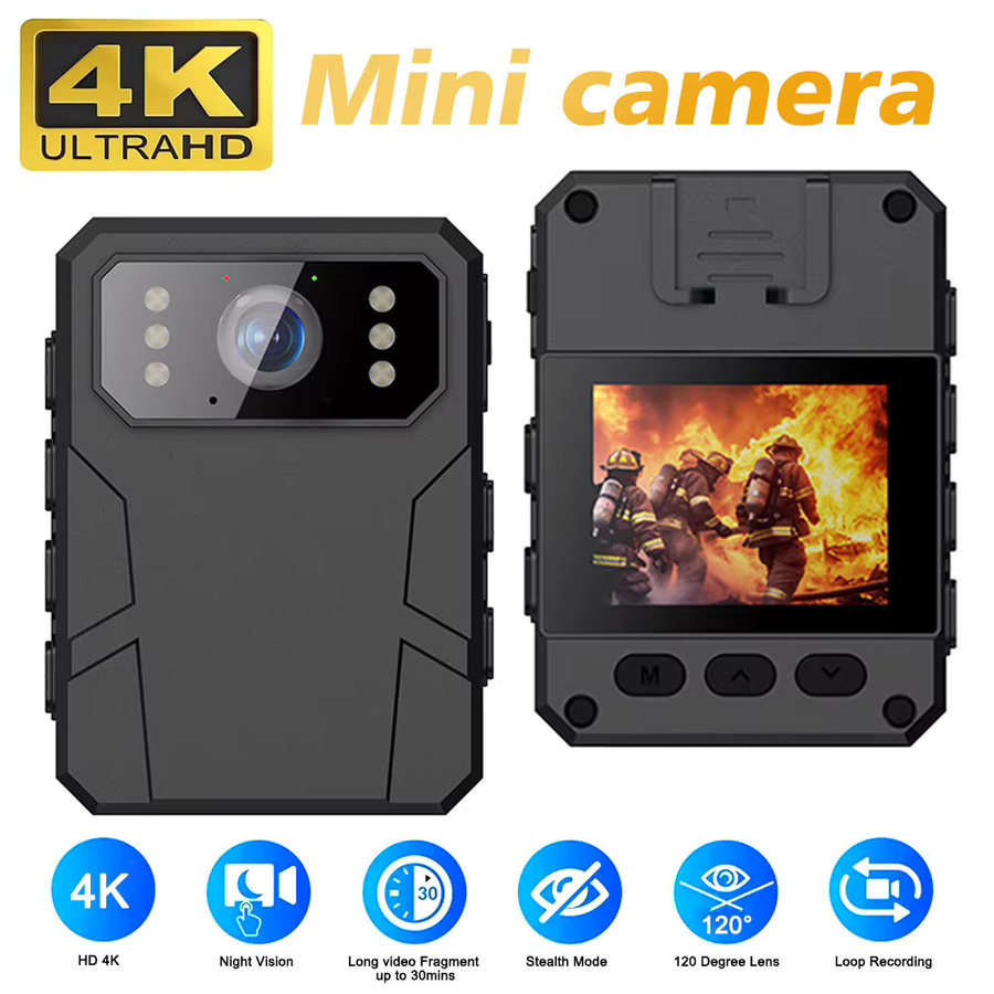 CUGUU Mini Kamera mit 2-Zoll-Farbdisplay, 4K/1080P HD Camcorder mit Infrarot-Nachtsicht, tragbare Bodycam in Schwarz - Bild 2