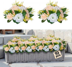 VEVOR Kunstblumen Set aus 10 runden Seidenrosen in Weiß und Beige für Hochzeitsdekoration und Tischarrangements - Bild 1