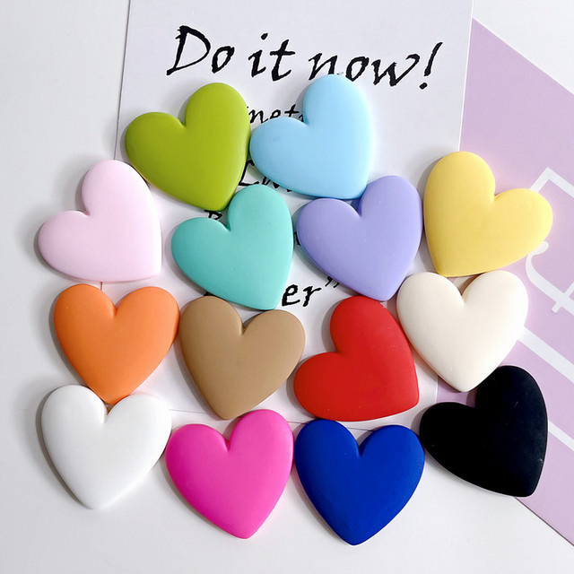 20er Paket Mini Herz Harz Cabochons in Bunt für DIY Dekorationen und Bastelarbeiten - Bild 1