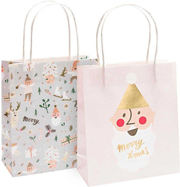 Rico Design Paper Poetry Papiertüten Jolly Christmas in Pastellfarben, 2 Stück, B: 18 cm, H: 21 cm - Bild 1