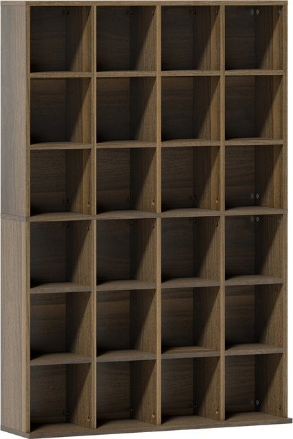 Aosom CD- und DVD-Aufbewahrungsmöbel aus Holz mit 24 Fächern und verstellbaren Regalböden, braun, B: 89 cm, T: 20 cm, H: 130,5 cm - Bild 1