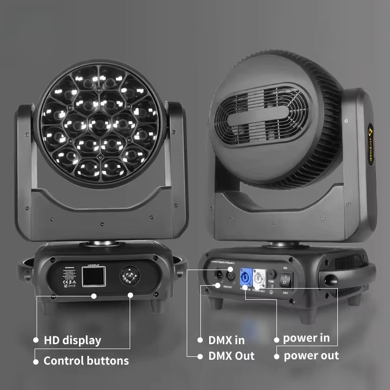 K15 Bee Eye LED Moving Head Light RGBW Zoom Wash Beam DMX512 Professionelles Bühnenlicht Schwarz B/T/H: 51,0 x 35,0 x 22,5 cm - Bild 3