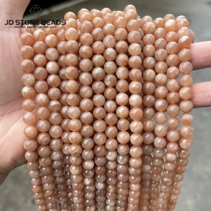 Sonnenstein Perle, Orange, Rund, Lose Spacer - Bild 6