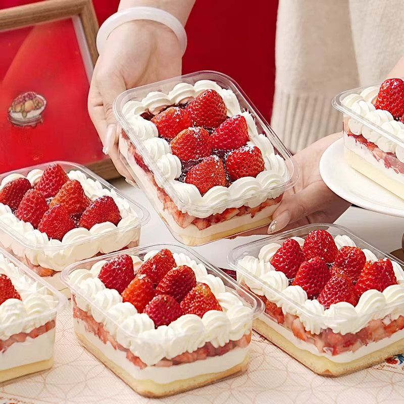 Transparente Einweg Dessertboxen aus Kunststoff für Mousse und Tiramisu, Rechteckige Kuchenboxen für Party und Hochzeit - Bild 3