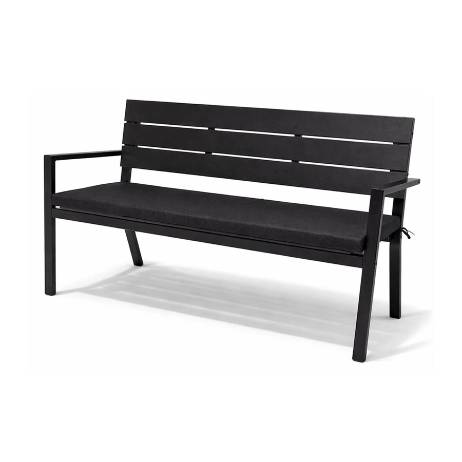 BERLINLODGE Gartenbank MALLORCA 3-Sitzer mit Sitzkissen in Holzoptik, Schwarz, B/H/T: 128 x 77 x 44 cm - Bild 2