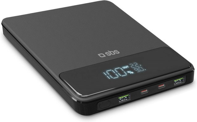 Ultra-schlanke Powerbank mit 20.000 mAh und 100 Watt in Schwarz mit USB-C und USB-A Anschlüssen - Bild 1