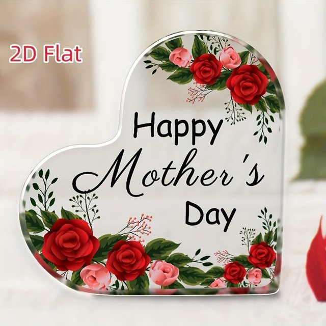 CIFBUY Acryl-Herzplakette in Transparent und Weiß mit floralem Design als Dekoration für Schreibtisch und Zuhause - Bild 1