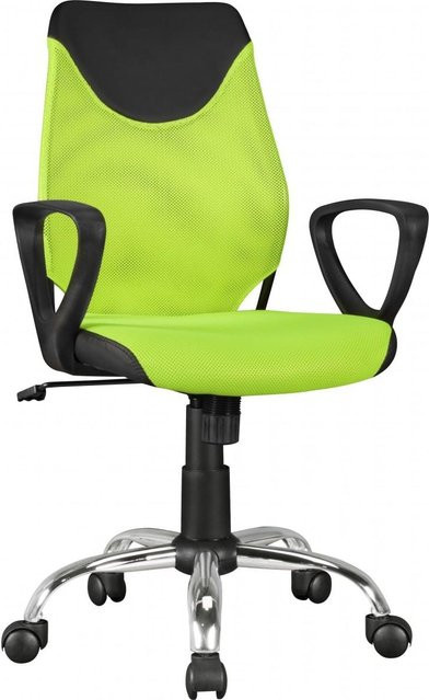 AMSTYLE Kinder-Drehstuhl KiKa in Schwarz-Limette aus Stoff mit Armlehnen und Rollen - Bild 1