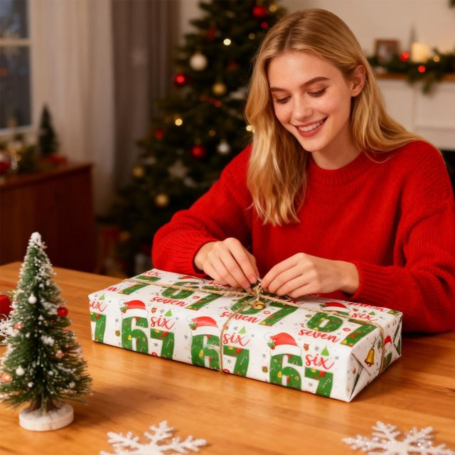 Bunte Weihnachts-Geschenkpapierbögen mit lustigem Weihnachtsmann Motiv für Weihnachten, Silvester und Partys - Bild 1