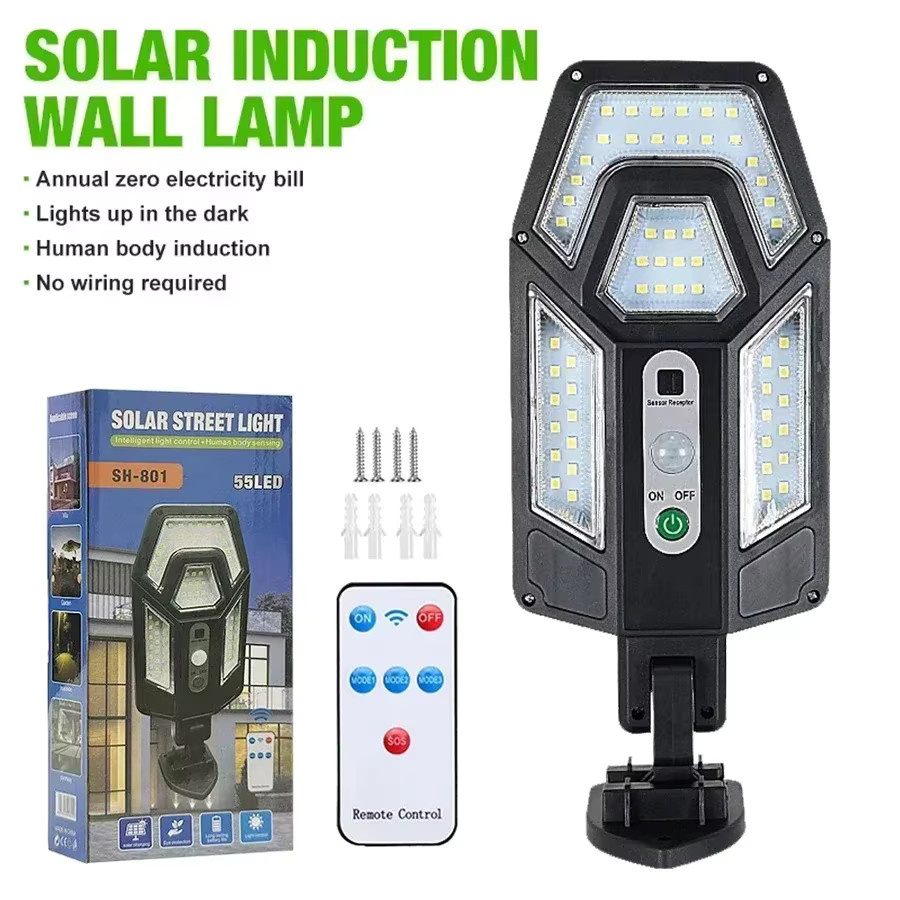 BALDR Solarlampe mit 55 LED Außen-Wandleuchte mit Bewegungssensor und Fernbedienung, Schwarz - Bild 7