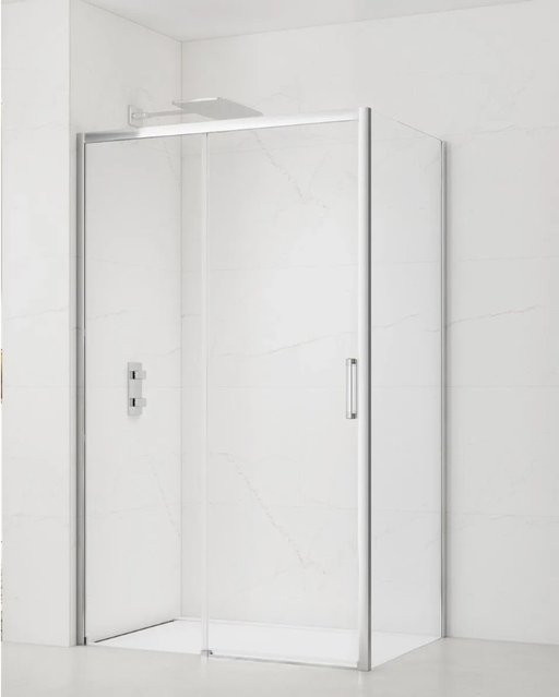 Swiss Aqua Technologies Duschkabine rechteckig mit Gleittür in Chrom und transparentem Glas, B/T: 120 x 80 cm - Bild 1