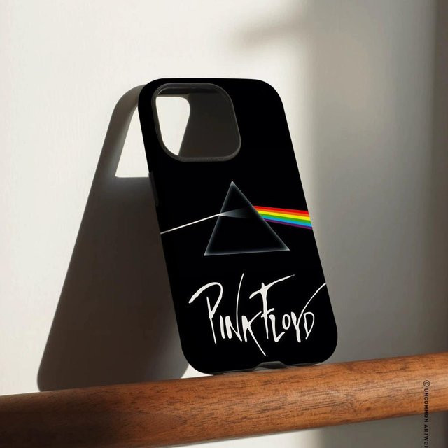 Pink Floyd Band Handyhülle für iPhone 17 16 15 14 13 12 Pro Max Plus glänzende HD-Doppelschicht-Flüssighartschale in Pink, Weiß und Schwarz - Bild 1