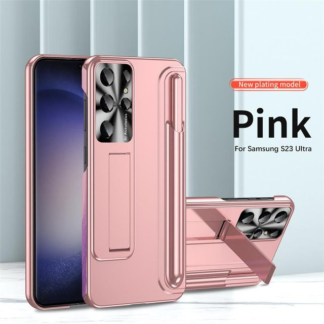 Stoßfeste Schutzhülle für Samsung Galaxy S23 Ultra 5G, S23 Plus 5G oder S23 5G mit S-Pen und Kameraschutz in Pink - Bild 1