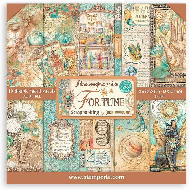 Stamperia Scrapbook-Block Fortune in Multicolor - Bild 1