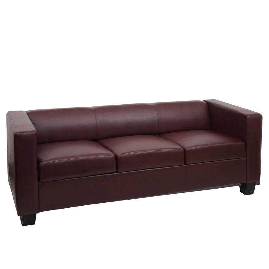 MCW 3er Sofa Lille im modernen Lounge-Stil aus Kunstleder in Rot-Braun - Bild 3