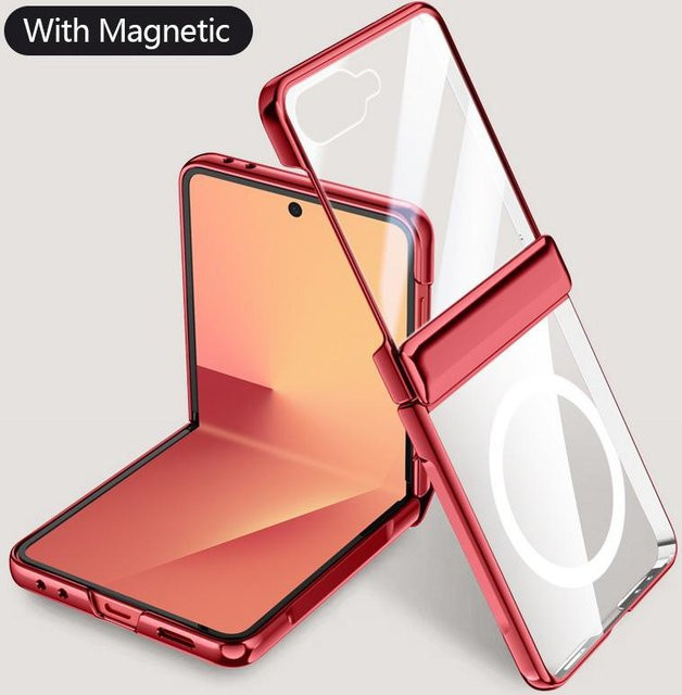 Samsung Galaxy Z Flip7 Schutzhülle mit gehärtetem Glas und Rundum-Kamera-Schutz in Rot - Bild 1