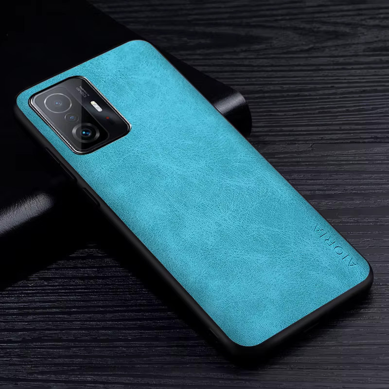 Premium PU Leder Handyhülle für Xiaomi Mi 11T Pro in Blau - Bild 1