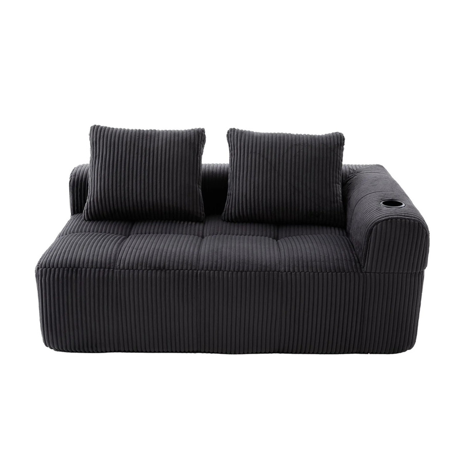 PXloue 2-Sitzer-Sofa aus Cord in Grau mit Getränkehalter und Seitentasche - Bild 2