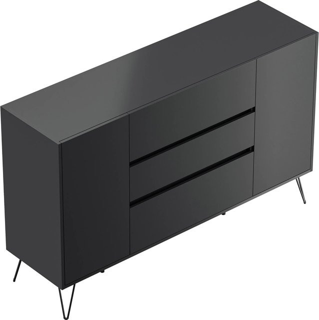 Posseik Sideboard Industrial in Grafit mit 3 Schubladen und 2 Türen, Breite: 155 cm - Bild 1