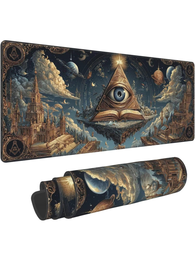 Gothic Masonic Extended Gaming Mouse Pad XL Schreibtischunterlage Multicolor mit genähten Kanten - Bild 7