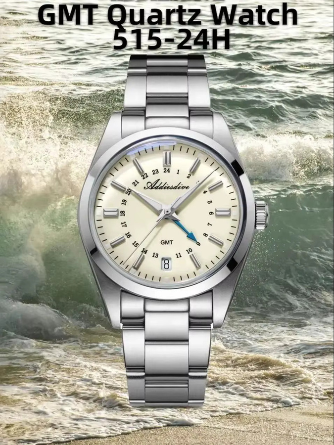 ADDIESDIVE Armbanduhr, GMT, Quarz, Edelstahl, 36 mm, Herren - Bild 5