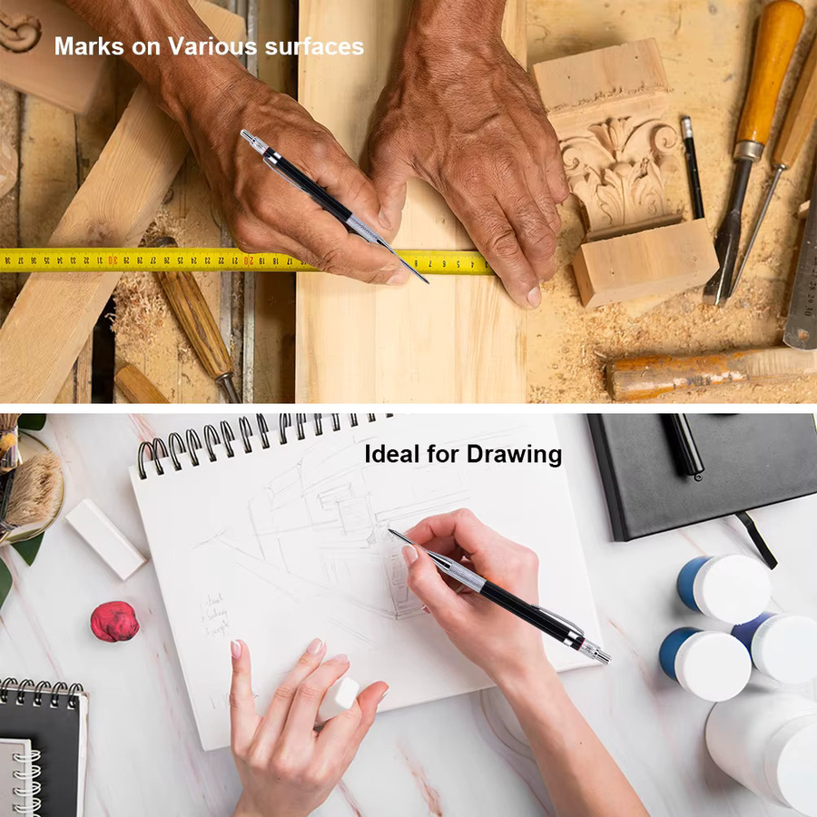 JOMPENS Zimmermannsmarkierungsstift-Set für Metall und Holz in Blau mit 2,0 mm Minen-Nachfüllung und Bleistiftspitzer - Bild 5