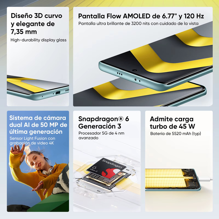 POCO M8 5G Smartphone Globale Version mit Snapdragon 6 Gen 3, 6,77 Zoll Flow AMOLED Display, 50MP Hauptkamera, 5520mAh Akku, NFC, 512 GB, Green/Multicolour - Bild 2