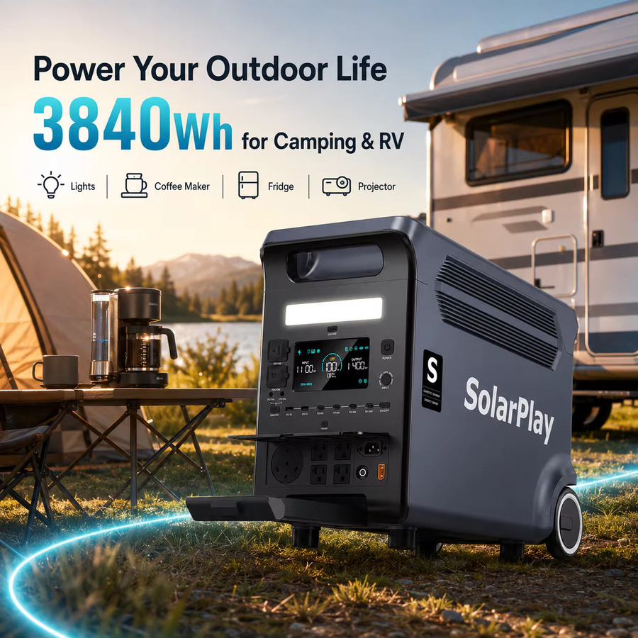 Solarplay Q3600 Tragbare Powerstation 3840Wh mit 3600W Reine Sinuswelle LiFePO4 Solargenerator in Schwarz - Bild 3