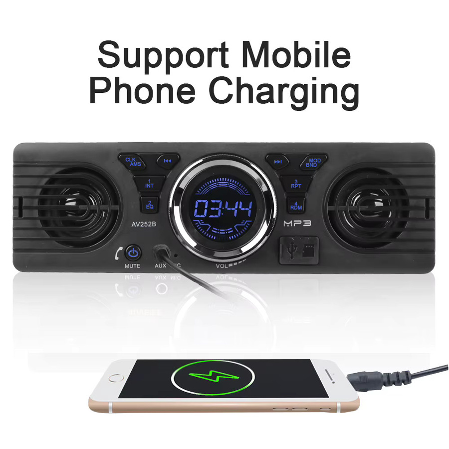 Bluetooth Autoradio mit MP3-Player, USB-TF-Karte, FM-Radio, Freisprecheinrichtung und 2 integrierten Lautsprechern in Schwarz, 1 Din - Bild 2
