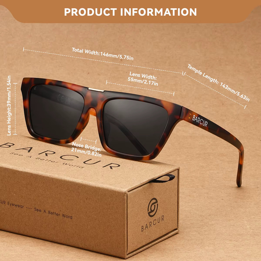 BARCUR Sonnenbrille Cat-Eye, Vollrand, Acetat, braun - Bild 1